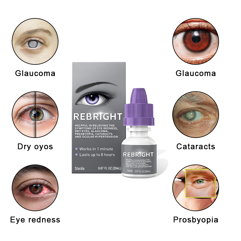 REBRIGHT™ Eye Drops for the symptoms of eye redness, dry eyes, glaucoma, presbyopia, cataracts and ocular hypertension