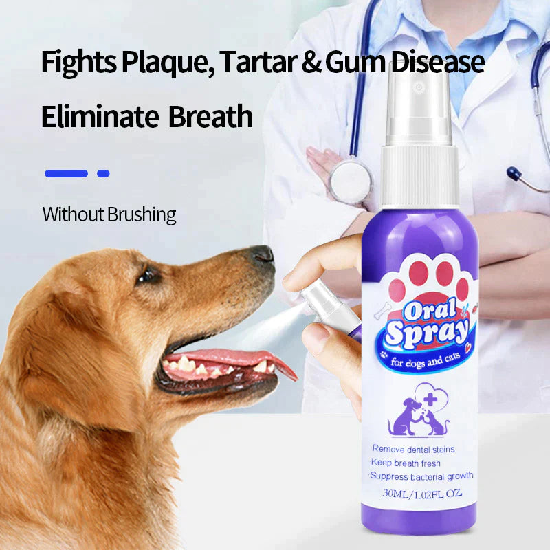 Petry® Teeth Cleaning Spray for Dogs & Cats, Eliminate Bad Breath, Targets Tartar & Plaque, Without Brushing